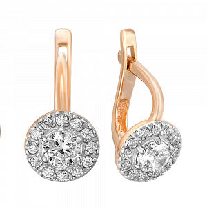 Серьги Малинка с кристаллами SWAROVSKI из красного золота 585 пробы Серьги Малинка с кристаллами SWAROVSKI из красного золота 585 пробы