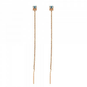 Серьги-продевки с кристаллами SWAROVSKI из красного золота 585 пробы Серьги-продевки с кристаллами SWAROVSKI из красного золота 585 пробы
