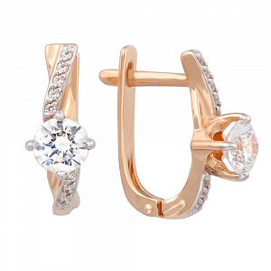Серьги Дорожка с кристаллами SWAROVSKI из красного золота 585 пробы Серьги Дорожка с кристаллами SWAROVSKI из красного золота 585 пробы