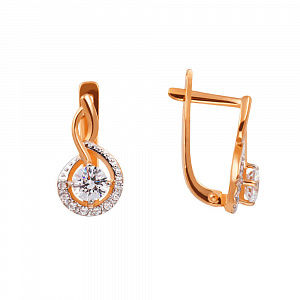 Серьги Малинка с кристаллами SWAROVSKI из красного золота 585 пробы Серьги Малинка с кристаллами SWAROVSKI из красного золота 585 пробы