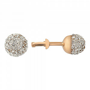 Серьги-пуссеты с кристаллами SWAROVSKI из красного золота 585 пробы Серьги-пуссеты с кристаллами SWAROVSKI из красного золота 585 пробы