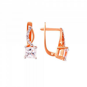 Серьги Дорожка с кристаллами SWAROVSKI из красного золота 585 пробы Серьги Дорожка с кристаллами SWAROVSKI из красного золота 585 пробы