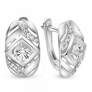 Серьги Геометрия с кристаллами SWAROVSKI и фианитами из серебра 925 пробы Серьги Геометрия с кристаллами SWAROVSKI и фианитами из серебра 925 пробы
