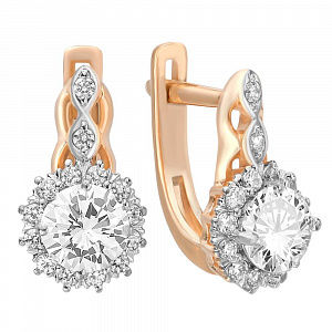 Серьги с кристаллами SWAROVSKI из красного золота 585 пробы Серьги с кристаллами SWAROVSKI из красного золота 585 пробы
