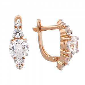 Серьги Дорожка с кристаллами SWAROVSKI из красного золота 585 пробы Серьги Дорожка с кристаллами SWAROVSKI из красного золота 585 пробы