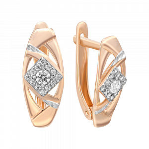 Серьги Малинка с кристаллами SWAROVSKI из красного золота 585 пробы Серьги Малинка с кристаллами SWAROVSKI из красного золота 585 пробы